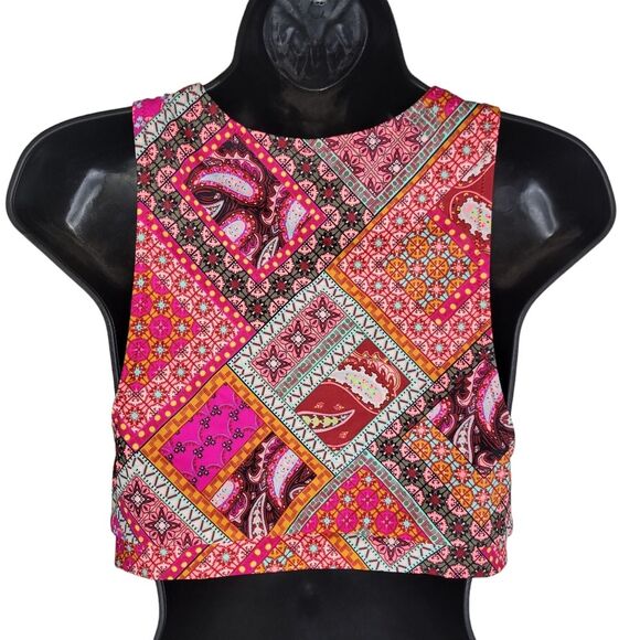 Victoria's Secret High Neck patchwork Boho Bikini Top Size Large - Picture 3 of 7